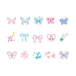 三川集tattoo 原创迷你蝴蝶手指纹身贴 可爱彩色小清新女防水持久