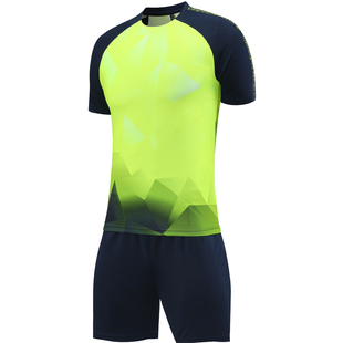 成人儿童学生短袖足球服套装比赛训练队服定制印刷字号2303荧光绿