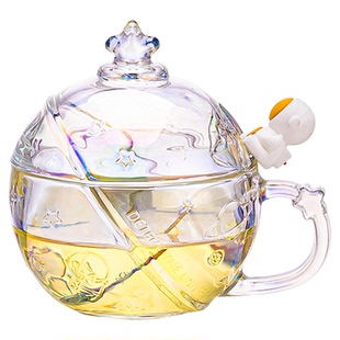 乐唯诗星球水杯宇航员仙女杯可爱玻璃牛奶早餐杯子带盖勺咖啡创意