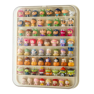 萌粒展示盒适用泡泡玛特小公仔收纳盒亚克力阶梯展示架挂墙摆件框
