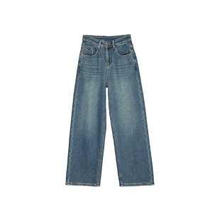 版型zui爱！~遮胯复合加绒牛仔裤女秋冬新款直筒宽松阔腿拖地裤子