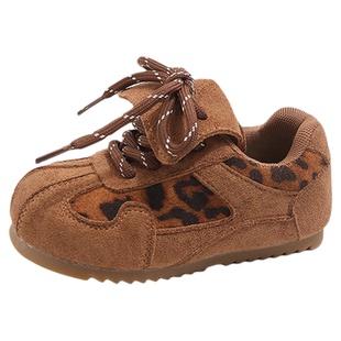 豹纹德训鞋男女童丑萌大头系带魔术贴运动鞋休闲风板鞋轻便儿童鞋