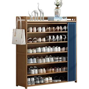 鞋柜家用门口多层鞋架新款2025爆款室内简易收纳鞋架防尘遮挡帘竹