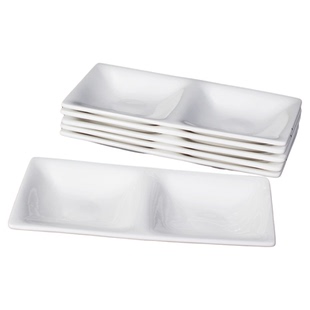 陶瓷两格凉菜拼盘酒店凉菜碟盘小料盘蘸料碟小吃盘分格盘调味碟