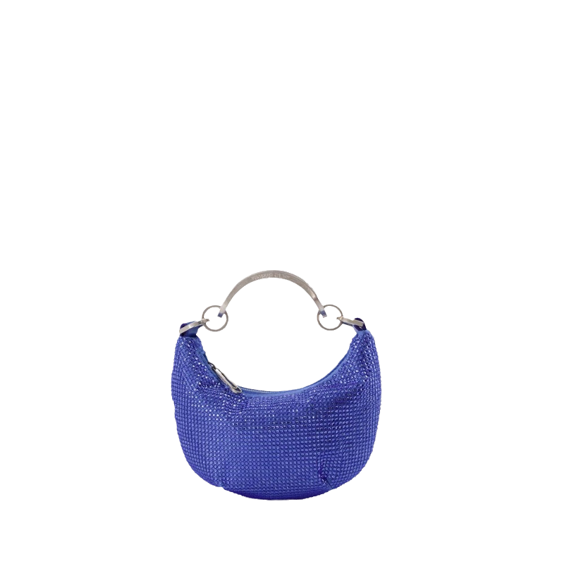 OFF WHITE Paperclip Mini Hobo Strass蓝色迷你满钻手提包腋下包