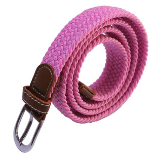 腰带女 松紧男女弹力编织 细腰带时尚百搭无孔编制腰针扣帆布皮带