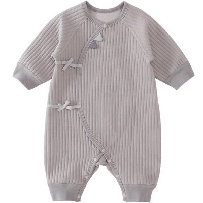 巴厘小猪新生儿秋冬夹丝保暖哈衣