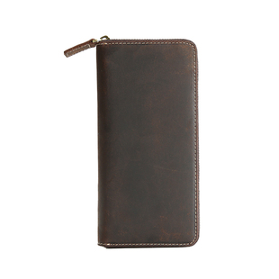 复古疯马头层牛皮男士长款钱包大容量拉链真皮手包休闲男包潮青年