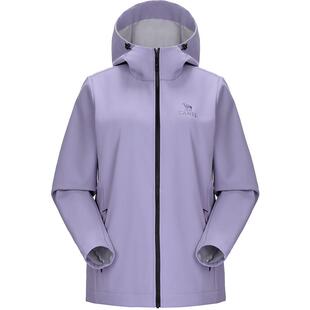 骆驼户外冲锋软壳衣女士春秋薄绒防风休闲衣连帽外套运动衣夹克男