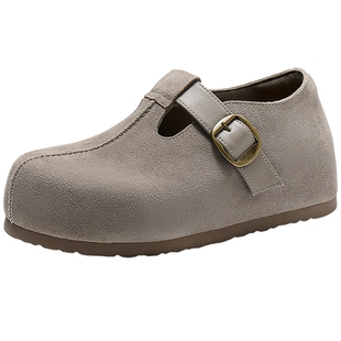 森达灰色勃肯鞋厚底冬女鞋26春新款舒适内增高时尚超火绝美博肯鞋