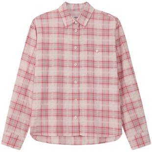 BEANPOLE滨波女士多色纯棉多色款格纹拼色日常户外上班外套型衬衫