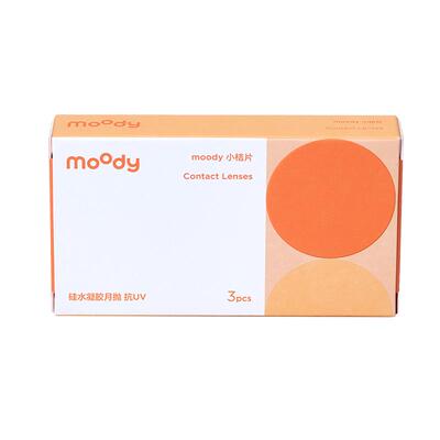 moody隐形眼镜月抛小桔片透明硅水凝胶眼镜3片