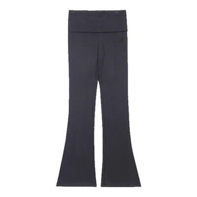 韩国badblood美式显瘦折叠腰微喇长裤亲肤修身运动瑜伽裤休闲裤