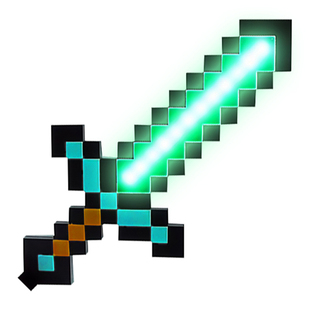我的世界像素MC七色钻石剑男女孩发光宝剑解压Minecraft玩具礼物