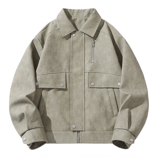 WASSUP外套男士美式cleanfit高级感复古皮夹克机车皮衣男秋季潮牌