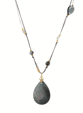 珞石夜光变色贝壳水滴多层项链女