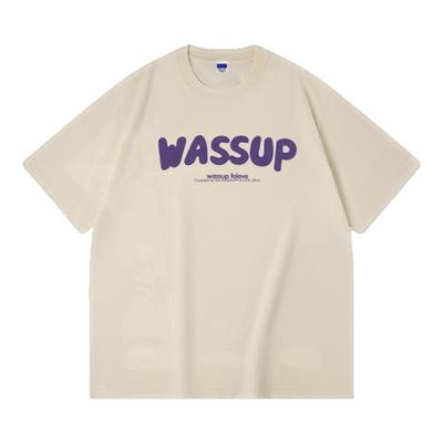 WASSUP短袖t恤男夏季纯棉重磅2025新款宽松潮牌情侣半袖上衣体恤