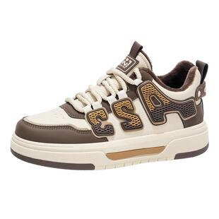 男鞋冬季2026新款潮牌百搭青少年厚底加绒加厚二棉鞋运动休闲板鞋