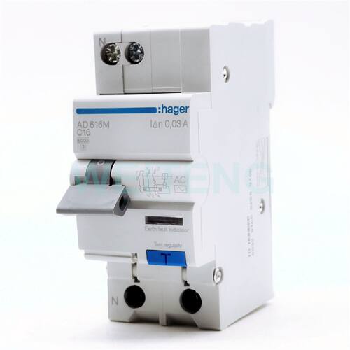 一  hager海格 AD616M AD620M 电磁式漏电保护断路器2P 剩余电流3