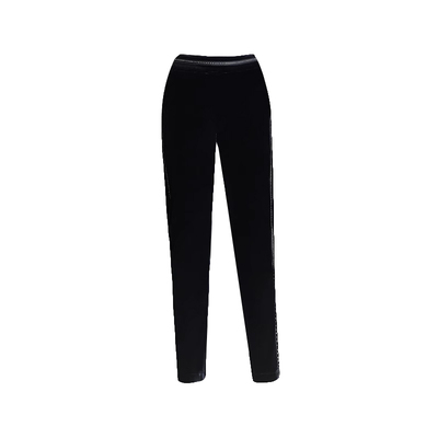 萝卜裤女高腰烫钻金丝绒哈伦裤