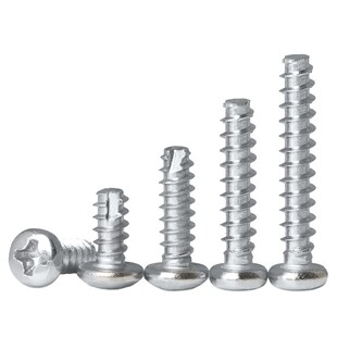 304不锈钢圆头自攻平尾螺丝十字盘头割尾斜槽手机电脑螺钉M1M1.2