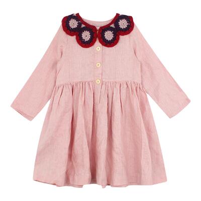 utouto春秋钩花领连衣裙