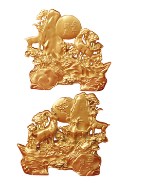 三羊开泰摆件 招财纳福三阳开泰 祥云松枝浮雕旺运 桌面装饰摆件