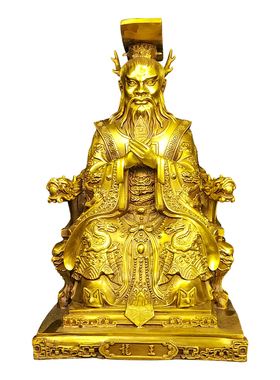 纯黄铜东海龙王神像摆件