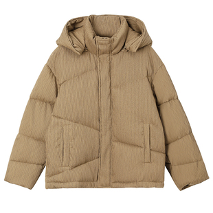 PAPERLLL压褶连帽立领短款羽绒服女2025年新款设计感洋气秋冬外套