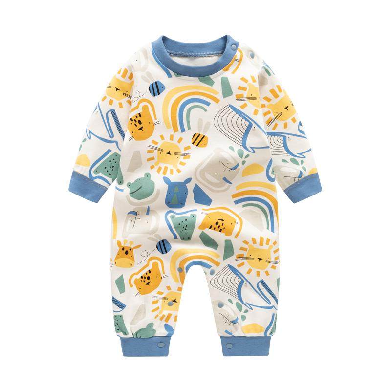 婴儿秋季连体衣秋冬款a类纯棉6个月秋装睡衣长袖宝宝衣服哈衣爬服