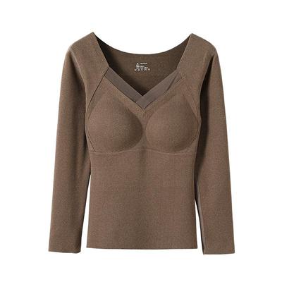 内穿石墨烯无痕保暖内衣带胸垫