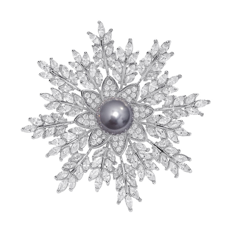 dmd迪曼达银色雪花胸针女百搭