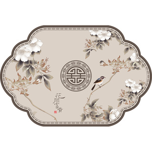 新中式弧形浴室防滑垫卫生间门口地垫硅藻泥吸水地垫洗手台脚垫子