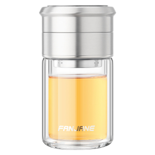 繁简网红茶水分离泡茶杯男女迷你双层隔热玻璃杯过滤便携简约水杯