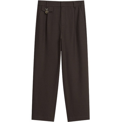 KBNE【商场同款】咖色休闲裤女2025春秋新款直筒阔腿裤气质长裤女