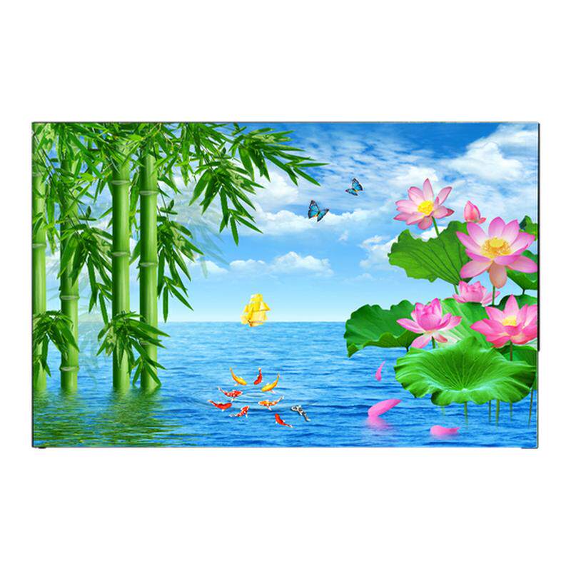 荷花风景装饰画客厅墙挂画山水画