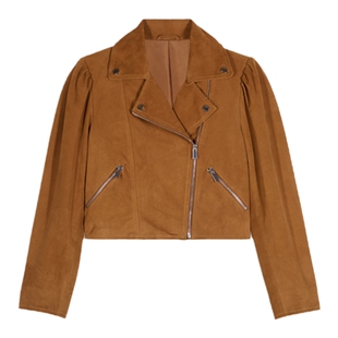 【2件5折】bash春季女装羊皮夹克短外套机车风短款风衣1E23SELI