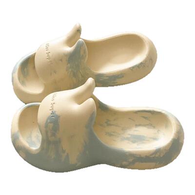 俏绘可爱兔子厚底踩屎感凉拖鞋