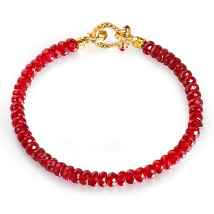 若华珠宝朗月=鸽血红宝石手链女18K金彩宝手串串珠手饰礼物定制