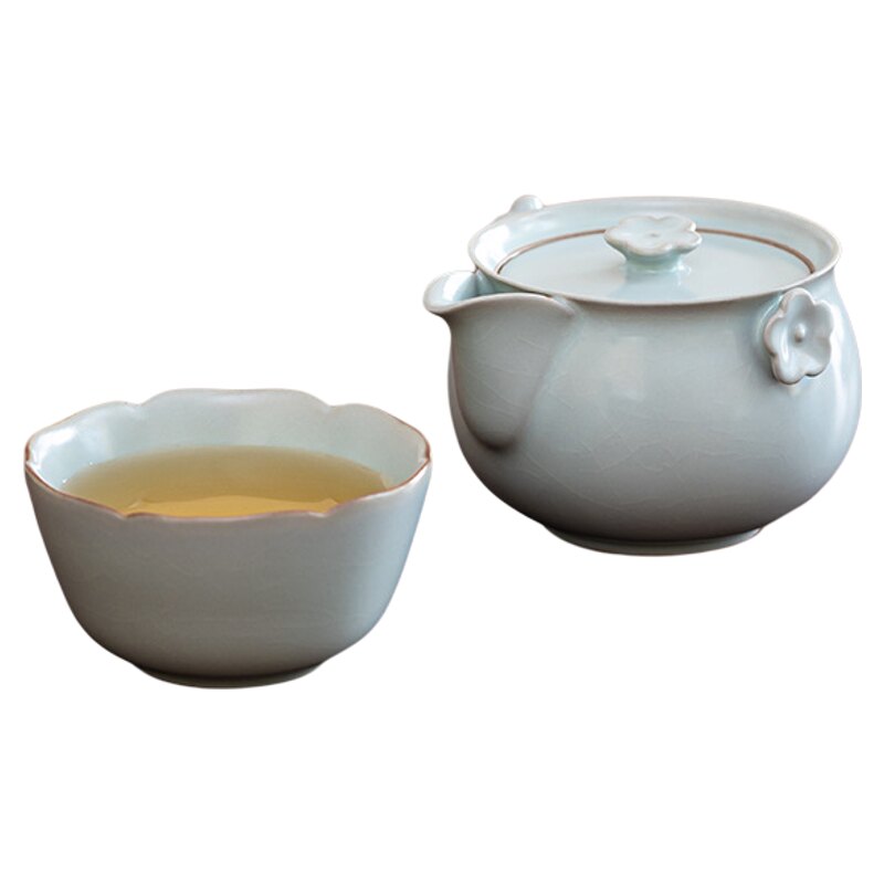 拾一茶镜 汝窑一人独饮小茶具年轻人一壶一杯个人专用单人套装