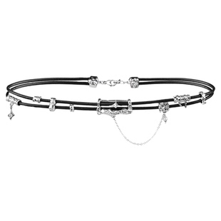 暗物质系列原创小众皮革项链高级锁骨链黑色甜酷chocker颈链