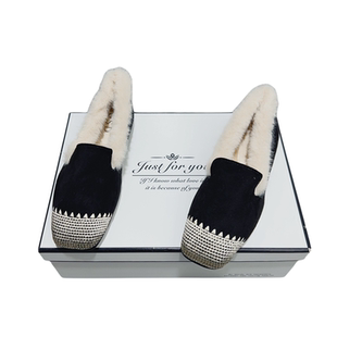 毛毛鞋女冬外穿法式方头乐福鞋百搭一脚蹬保暖大码豆豆单鞋懒人鞋