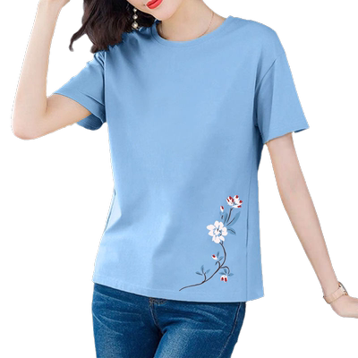 雪弗娇短袖韩版印花T恤