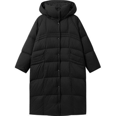 【播奥莱】播防寒中长款连帽羽绒服女冬宽松外套DDR4RD5137