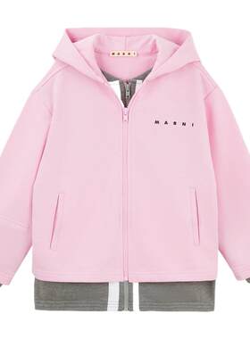 MARNI 秋冬女童连帽分层式棉质平纹布外套