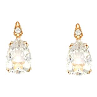 Larmes《泪语》静若处子日系同款纯美天然白水晶S925银镀金耳钉