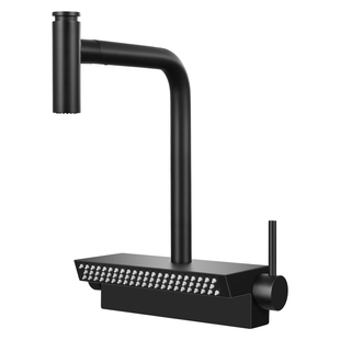 阿萨斯厨房龙头枪黑色智能灵雨瀑布花洒水槽洗菜盆抽拉冷热水龙头