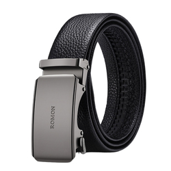罗蒙男头层牛皮自动扣商务腰带
