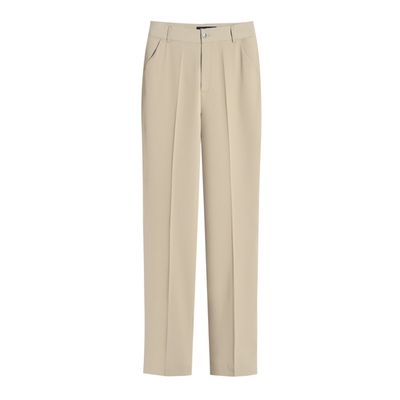 米色夏款中年女裤妈妈西装裤直筒