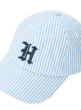 【专柜正品】Hazzys哈吉斯条纹棒球帽女士春夏季新款蓝色运动帽子